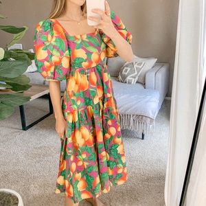 NWT Farm Rio Midi Orange Sunset midi dress XS